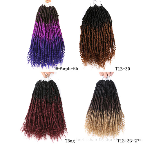 New Arrival Synthetic Ombre Bohemian River Goddess Locs Wavy Crochet Braids With Curly End Passion Twist Braiding Hair Extension